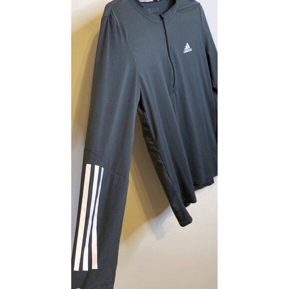 ADIDAS Training Jersey Mesh Back 1/4 Zipper Long Sleeve Shirt Stretch MEDIUM - Picture 2 of 4